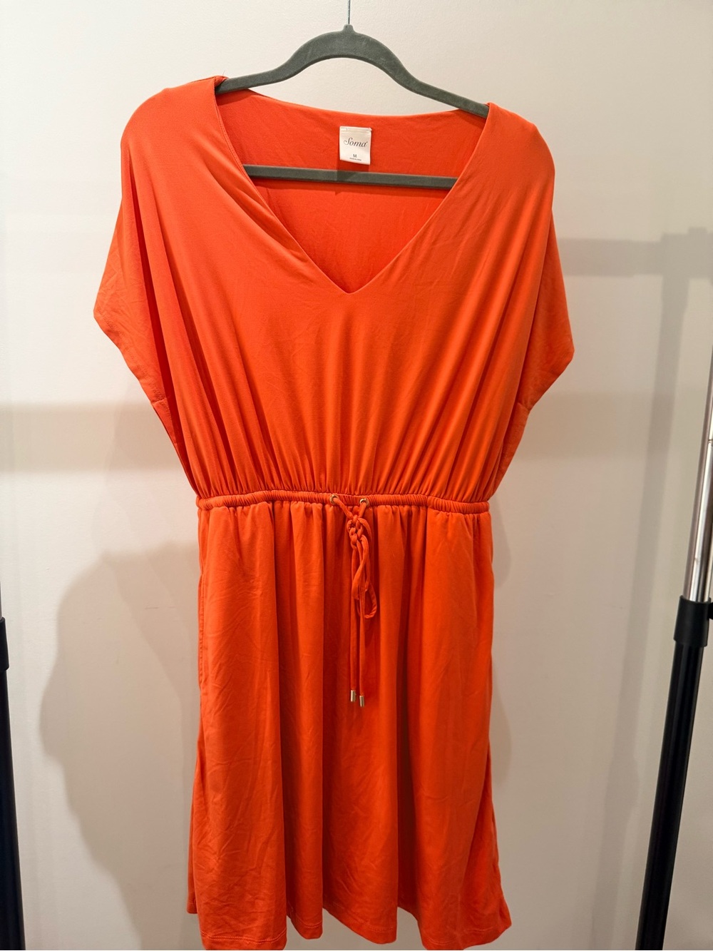Soma Bright Orange V-Neck Drawstring Waist Tunic